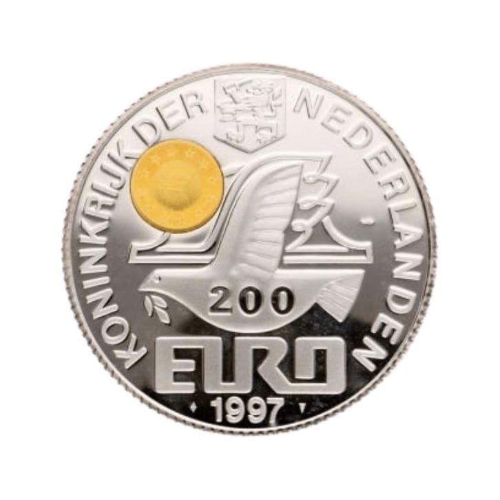 Zilveren 200 euro munt met 2 gram goud 5 troy ounce, Timbres & Monnaies, Métaux nobles & Lingots