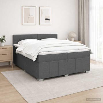 vidaXL Boxspringbed met matras Donkergrijs 200 x 200 cm Stof, Verzenden, Nieuw