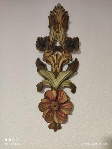 Wanddecoratie - Frankrijk - Houtsnijwerk in beschilderd hout, Antiek en Kunst