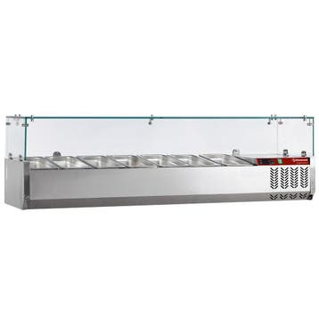 Gekoelde opzetstructuur 7 x GN1/3 - 150 mm, met glasopbouw, Verzenden, Nieuw in verpakking, Koelen en Vriezen