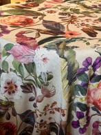Impressionnante nappe en lin pur imprimé botanique pour