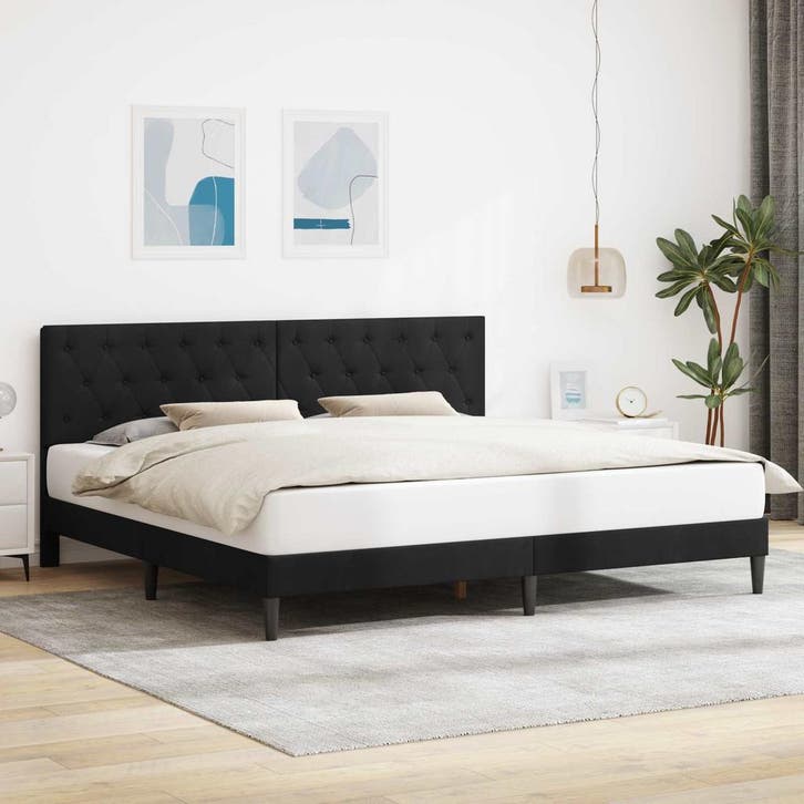 vidaXL Bedframe met hoofdeinde Zwart 180 x 200 cm Fluweel, Huis en Inrichting, Slaapkamer | Bedden, Nieuw, Verzenden