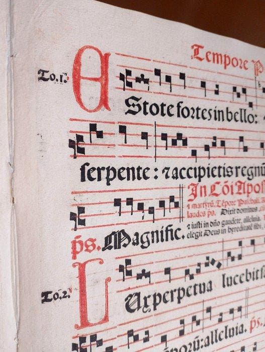 Catholic Church - Antiphonarium Romanum sheet Gregorian, Antiquités & Art, Antiquités | Livres & Manuscrits