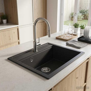 vidaXL Enkele keukenspoelbak Graniet 49 x 51 x 30,5 cm, Verzenden, Nieuw