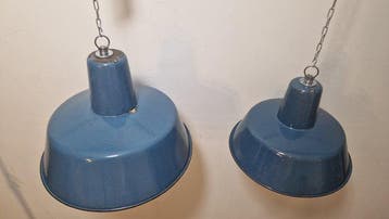 Plafondlamp (2) - Emaille, Staal - Geëmailleerde stalen lamp