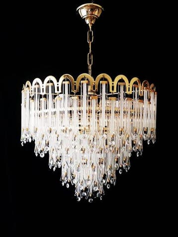 Plafondlamp - Messing, Kristal - plafondlamp, Nieuw
