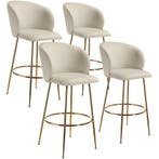 tectake Barkruk Luana, met rugleuning, fluweellook - creme/g, Huis en Inrichting, Verzenden, Nieuw