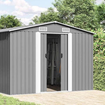vidaXL Tuinschuur 257x990x181 cm gegalvaniseerd staal grijs, Verzenden