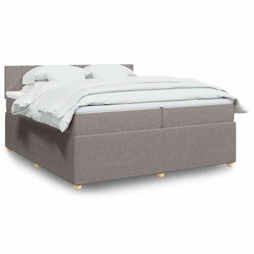 vidaXL Boxspring met matras stof taupe 200x200 cm, Verzenden, Nieuw