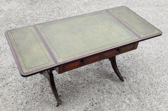Middentafel - Walnoot, Leder, Messing - piano met gegraveerd, Antiek en Kunst, Curiosa en Brocante