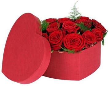 Bloemendoos Rood hartvorm karton fabric 20x25x10 cm, Hobby en Vrije tijd, Nieuw