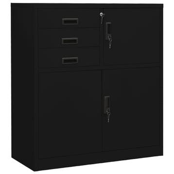 vidaXL Kantoorkast 90x40x102 cm staal zwart, Verzenden, Nieuw