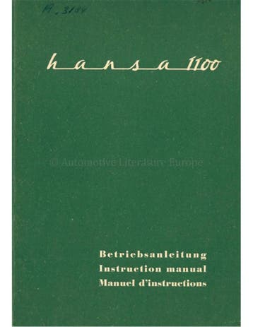 1959 HANSA 1100 INSTRUCTIEBOEKJE DUITS ENGELS FRANS