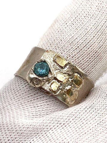 Zonder minimumprijs - Ring - 18 karaat Zilver, Geel goud, Nieuw