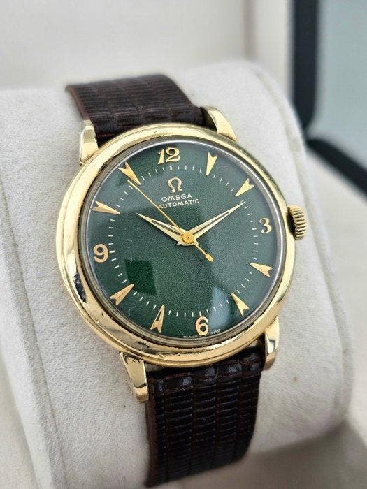 Omega - Bumper Automatic - Green Dial - Gold Filled - Zonder, Handtassen en Accessoires, Horloges | Heren