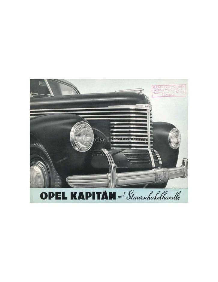 1939 OPEL KAPITÄN BROCHURE NEDERLANDS, Boeken, Auto's | Folders en Tijdschriften