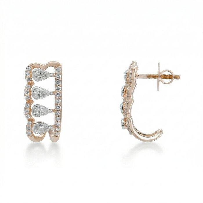 Oorbellen - 18 karaat Roségoud - 0.76ct. tw. Diamant, Bijoux, Sacs & Beauté, Boucles d'oreilles