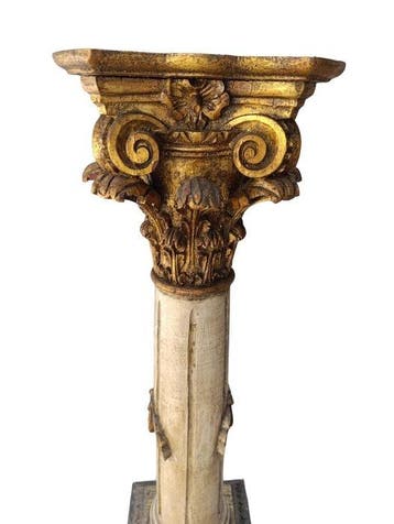Pied de table - Bois polychrome, Antiquités & Art
