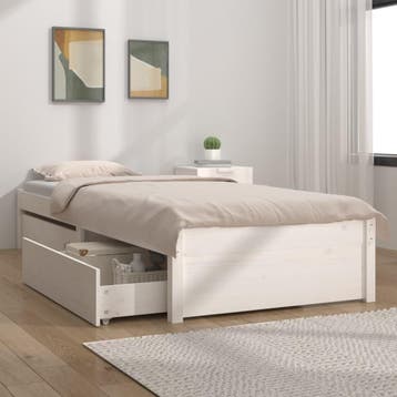 vidaXL Bedframe met lades wit 90x200 cm, Verzenden, Nieuw