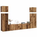 vidaXL 8-delig Tv-meubelset wandmontage bewerkt hout oud, Verzenden, Nieuw