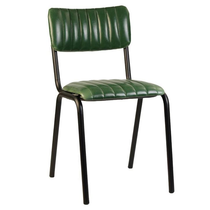 Stoel | Kunstleer/Metaal | Groen | Zwart Frame | Indoor |, Zakelijke goederen, Horeca | Keukenapparatuur, Nieuw in verpakking