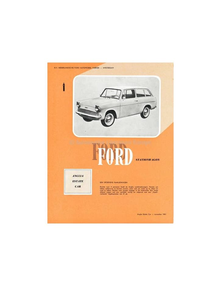 1961 FORD ANGLIA ESTATE LEAFLET NEDERLANDS, Livres, Autos | Brochures & Magazines