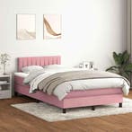 vidaXL Boxspring met matras en LED fluweel roze 120x220 cm, Verzenden, Nieuw