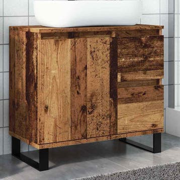 vidaXL Badkamerkast 65x33x60 cm bewerkt hout oud houtkleurig, Verzenden, Nieuw