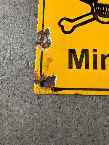 Let op: mijnen! - World War II - Emaille bord - Emaille,