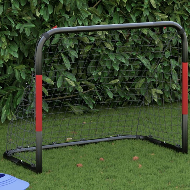 vidaXL Voetbaldoel met net 90x48x71 cm staal rood en zwart, Sport en Fitness, Voetbal, Nieuw, Verzenden