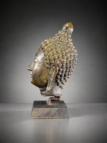 Tête de Bouddha - dans le style Chiang Saen - Bronze -
