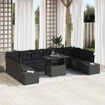 vidaXL Tuinbank Set met kussen met opslag 11 pcs Zwart, Verzenden, Nieuw