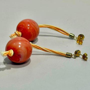 Verguld, Murano-glas - Oorbellen - Murano-glas, Antiek en Kunst