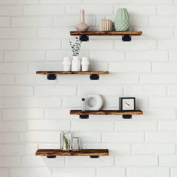 vidaXL Wandschappen 4 st 40x10x1,5 cm bewerkt hout gerookt, Verzenden