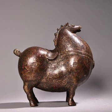 Statue, Tang-Dynastie style horse - 17 cm - Bronze