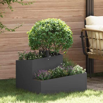 vidaXL Plantenbak Zwart 60 x 60 x 50 cm Koudgewalst staal, Verzenden