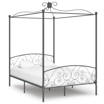 vidaXL Hemelbedframe metaal grijs 140x200 cm, Verzenden, Nieuw