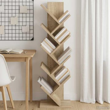 vidaXL Boom boekenkast 6-laags 30 x 18 x 100 cm Bewerkt hout, Verzenden, Nieuw