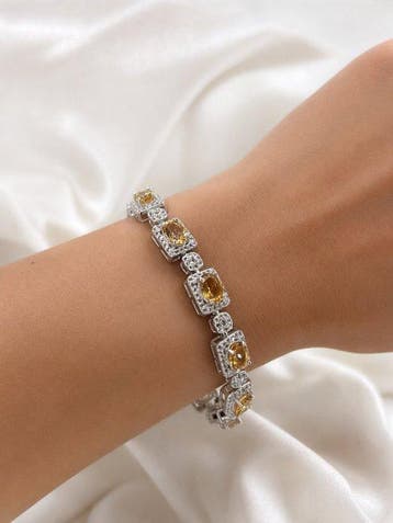 Sans prix de réserve - Bracelet Plaqué or Citrine - Topaze -, Bijoux, Sacs & Beauté