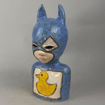 Iwo Rynkiewicz (1970) - Kid with duck- Hand made Ceramic