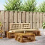 vidaXL Buiten bank set met kussen 3 Stuk Natuurlijk en Beige, Verzenden, Nieuw