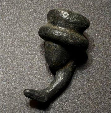 Oud-Romeins Brons Zeldzame figuur van een slang die over een