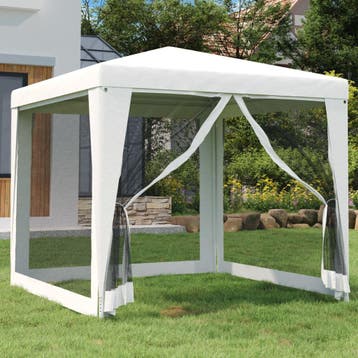 vidaXL Partytent met 4 mesh zijwanden 2,5x2,5 m wit, Verzenden