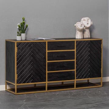 Dressoir Mangohout Fingula 210 cm, Verzenden, Nieuw, Overige houtsoorten, Industriële meubels