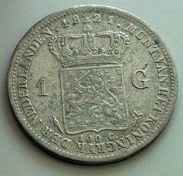 Nederland. Willem I. 1 Gulden 1821 / ruim ZFR