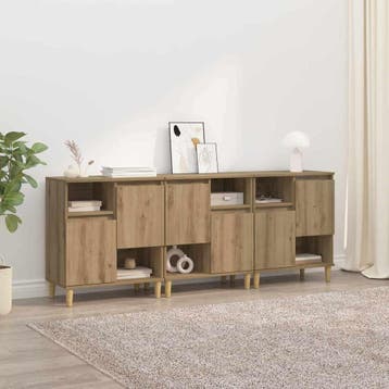 vidaXL Dressoirs 3 st Artisan Eiken 60 x 35 x 70 cm Bewerkt, Huis en Inrichting, Verzenden, Nieuw
