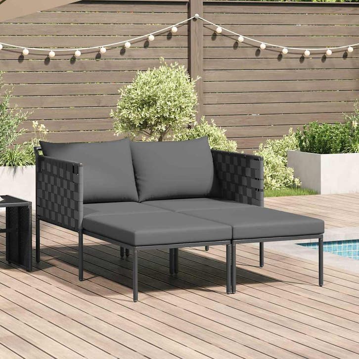 vidaXL Ligstoel Antraciet 153 x 115 x 69.5 cm Gepoedercoat, Tuin en Terras, Ligbedden, Nieuw, Verzenden