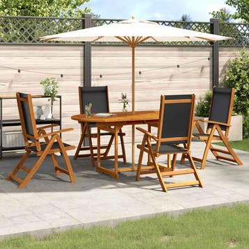 vidaXL 5-delige Tuinset massief acaciahout en textileen, Verzenden, Nieuw, Tuinset