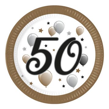50 Jaar Borden Papier 23cm 8st, Verzenden