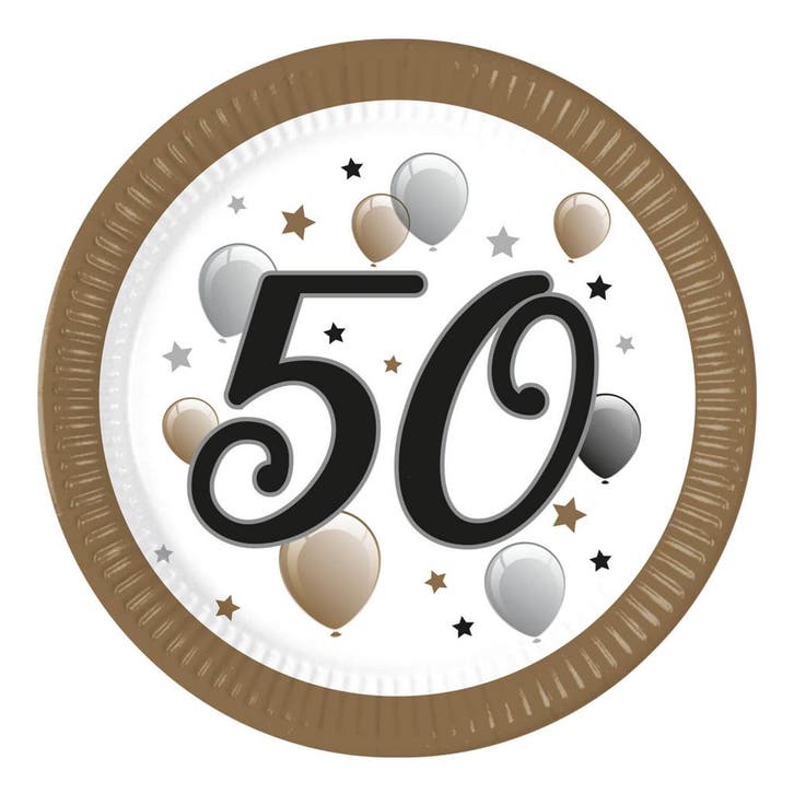 50 Jaar Borden Papier 23cm 8st, Hobby & Loisirs créatifs, Articles de fête, Envoi